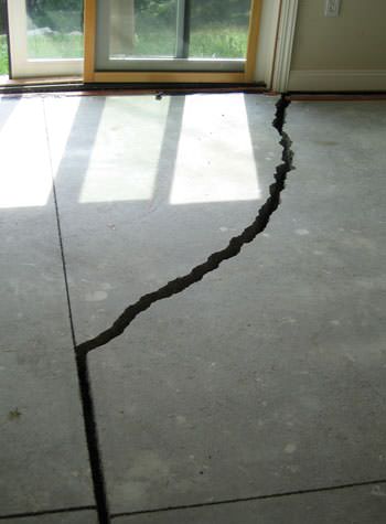severely cracked foundation slab floor in Marshall