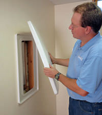 wall anchor covers installed in a foundation repair for a Harrisonville home.