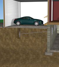 A street creep repair system implementing foundation wall anchors in a Marshall home.
